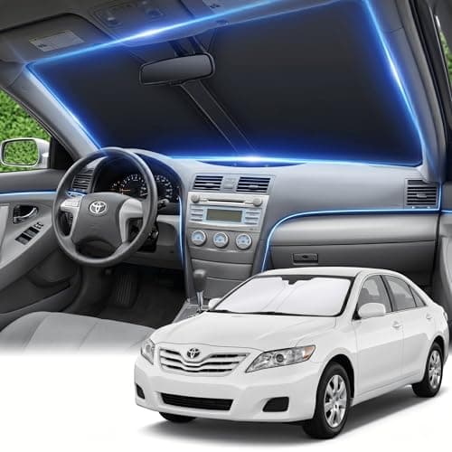 for Toyota Camry Windshield Sun Shade 2007-2011, Double Layer 240T Front Window UV Blocking Visor, Custom Fit Foldable Car Sunshade for Summer