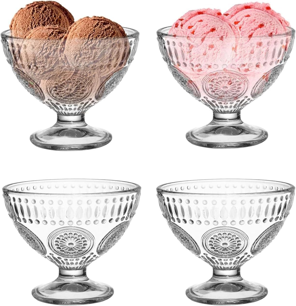 WRINGO 200 ML Ice Cream Glasses Cups Dishes for Desserts, Milkshake,Fruit and Pudding Glass Serving Bowls, Perfect for Home, Restaurants and Parties Dishwasher Safe (Set of 6) (WA-03)