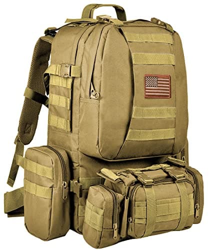 CVLIFE Tactical Backpack Military Army Rucksack 60L Large Assault Pack Detachable Molle Bag