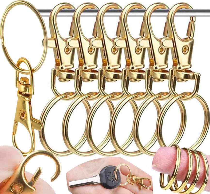 DIY Crafts Pack of 15 Pcs, Lobster+Key Rings, Alloy Lobster Claw Clasps with Keychain Swivel Lanyard Snap Hook with Key Rings, Metal Hooks K(Pack of 15 Pcs, Lobster+Key Rings)