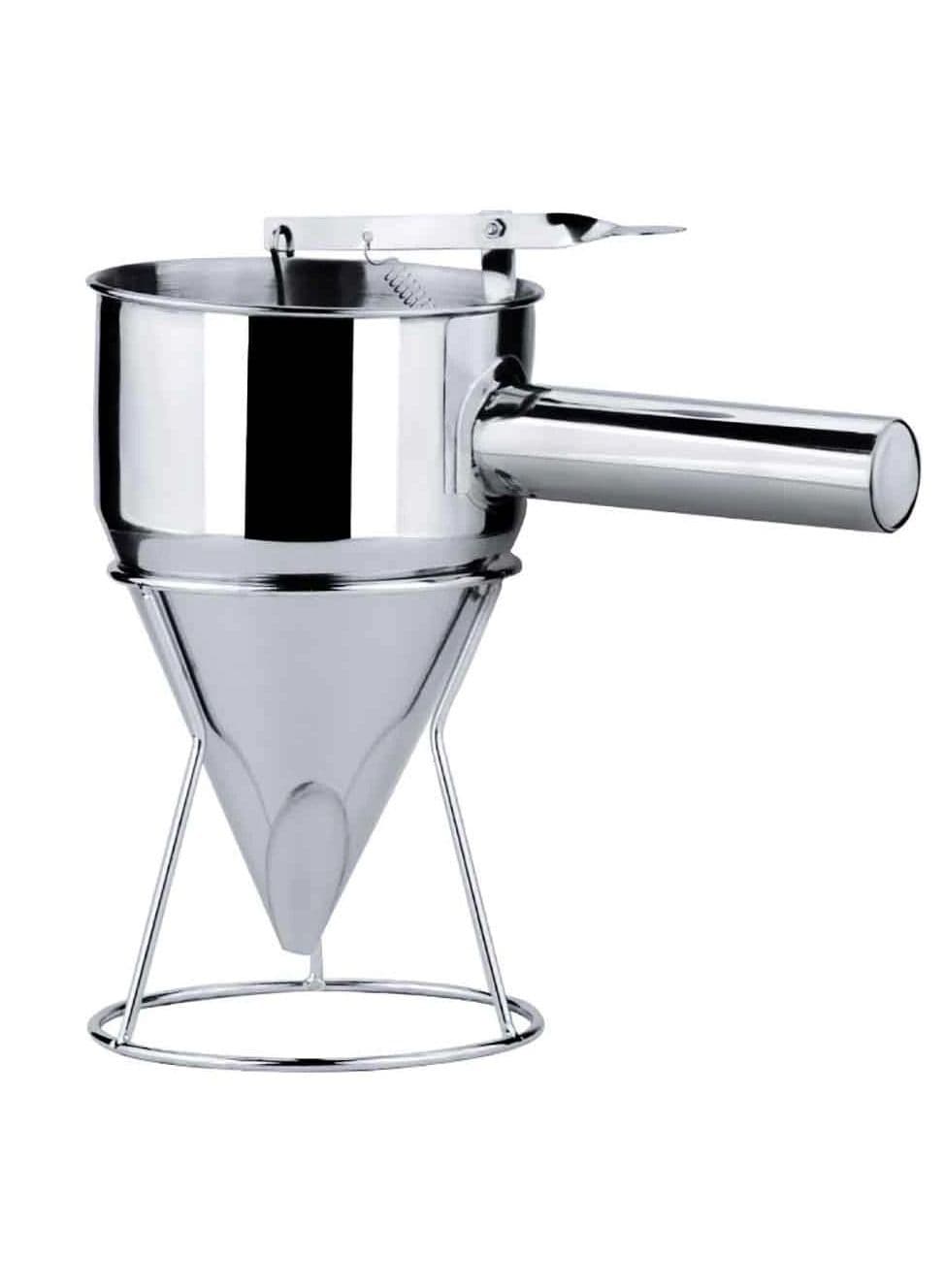 Stainless Steel Donut Cupcake Batter Dispenser Funnel Pancake Maker Helper Rack (silver)