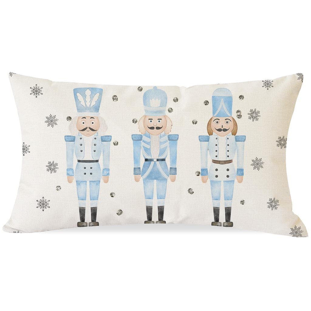PANDICORN Christmas Pillow Cover 18x18 Inch Blue Nutcracker Christmas Decor Outdoor Blue and White Xmas Decorations Winter Holiday Decorative Throw Pillow Cases for Home Living Room Sofa Couch