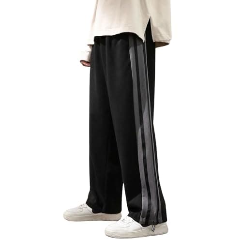 NOBERO Men Mid Rise Loose Sweatpants (1M-BWJG-R0147_Black, Medium)
