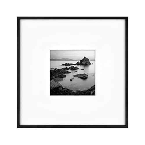 MCS Master & Co. Foundry Metal 18x18 Matted Picture Frame with 8x8 Photo Display, Black Vertical & Horizontal Wall Hanging Frame for Photos & Artwork (1-Pack)