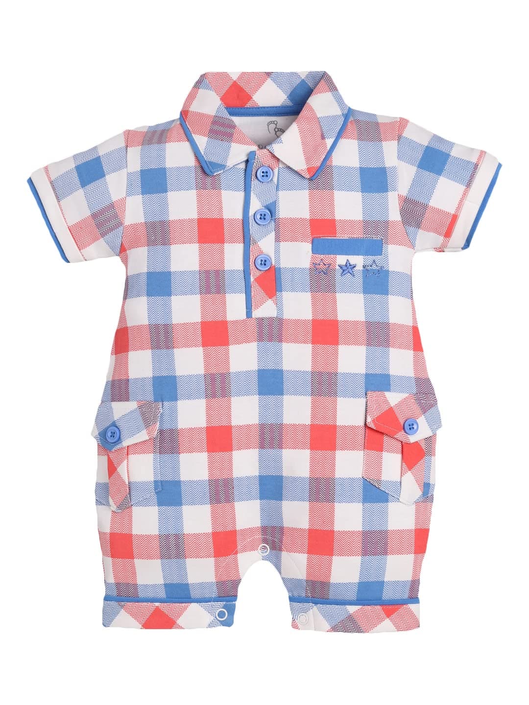 BabyGo Half Sleeves Baby Romper| 100% Cotton Rompers for New Born Baby| Baby Dress | Onesies| 3-6M| ROYAL| Infant Clothes