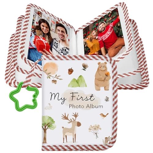 My First Family Album for Baby Holds 17 4x6 Pictures Baby Photo Album Soft Cloth Book for Kids Toddlers Family Memory Gift(Woodland)