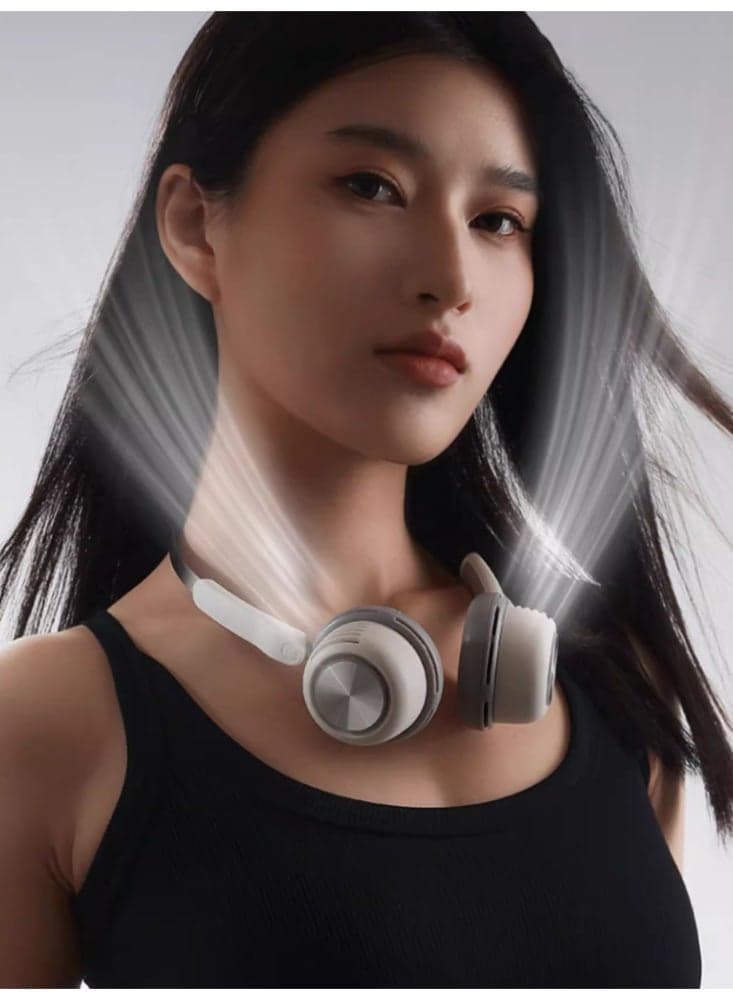 Hanging Neck Small Fan USB Charging Portable Bladeless Cooling Device, Cooling Air Conditioner With Long Battery Life Space Silver