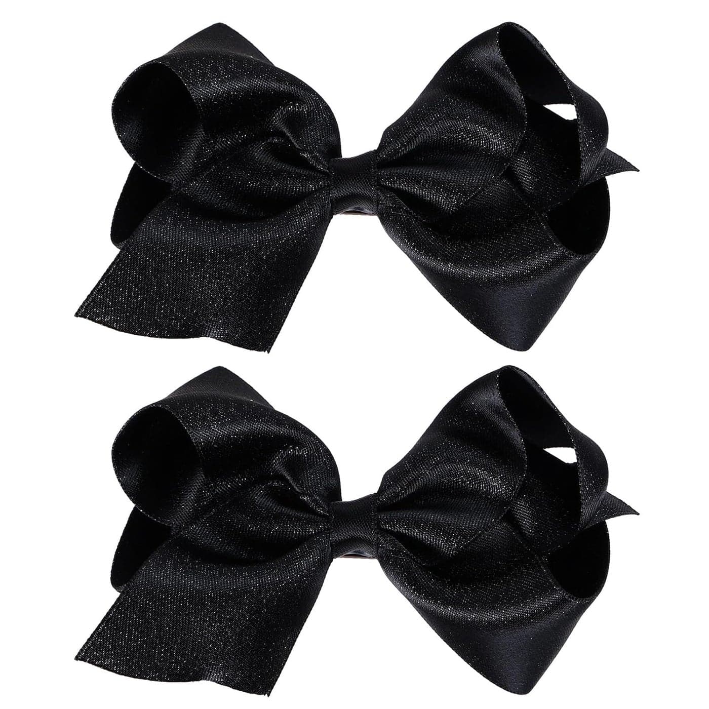 Black Hair Ribbon Hair Bows 4inch Big Handmade Shiny Glitter Silky Satin Hair Clips Slides Ponytail Holder outfit Dress Decor Accessories for Toddlers Teens Girls Kids Women