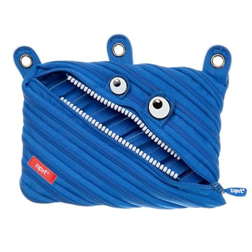 ZIPIT Monster Pencil Case for Kids, Cute 3-Ring Binder Pencil Pouch for Boys, Girls and Teens, Stationery Bag for School ,Blue