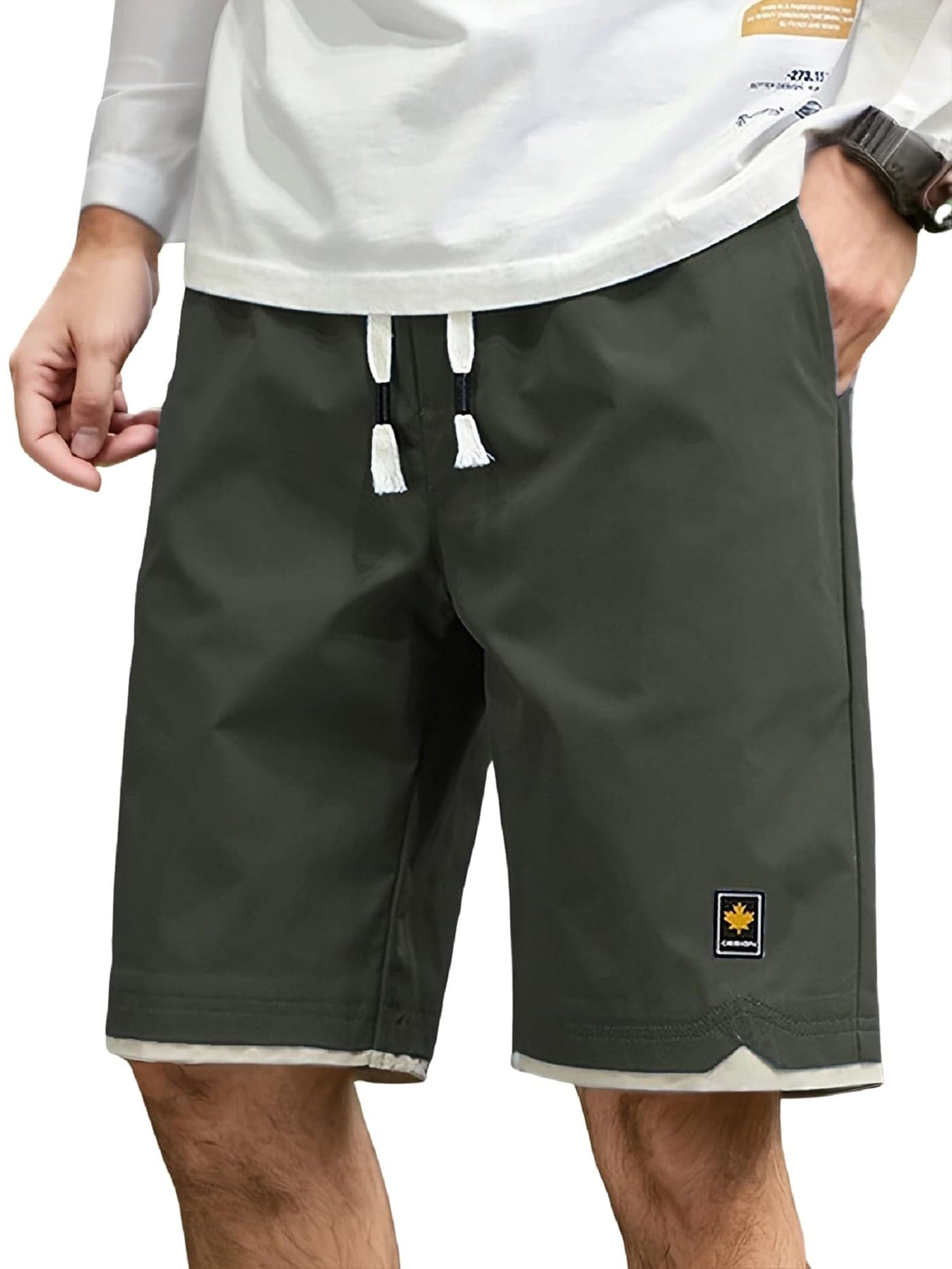 Lymio Men Shorts || Men Shorts Cotton Casual (Shorts-38-Olive Green-2XL)