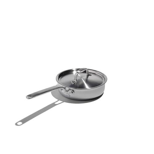 Heritage Steel x Eater 1.5 Quart Mini Sauté Pan with Lid | Made in USA | 5-Ply Fully Clad Stainless Steel Pan | Stay Cool Handle Design | Induction Capable & Non-Toxic Cookware
