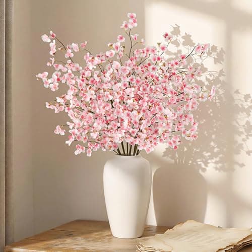 Uieke 24 Pcs Silk Cherry Blossom Branches 405in Artificial Cherry Blossom Flowers Long Stems Fake Flowers Vase Arrangements for Wedding Home Japanese Decor Pink