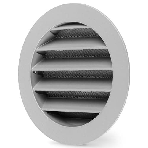 calimaero® WSGG 4" Inch Gray Round Metal Air Vent Grill Cover Flat Louver with Fly Screen Fits Only with Metal Ducts