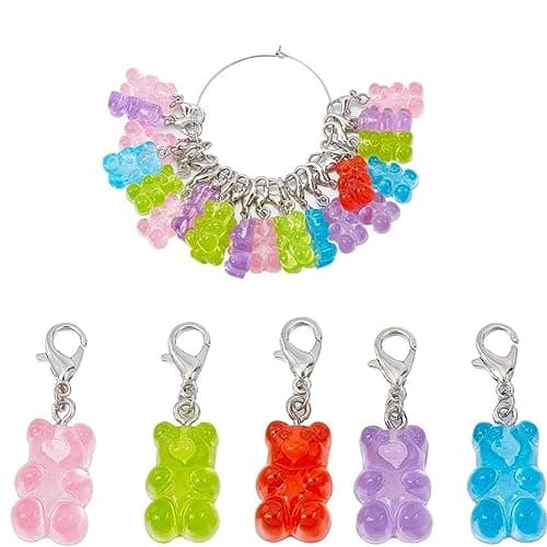 SUNNYCLUE 1 Box 30Pcs Stitch Markers Knitting Bear Stitch Marker Charms Knitting Markers Charm Cute Leverback Locking Stitch Marker for Knitting Weaving Sewing Needleworks Women DIY Crafts Gift