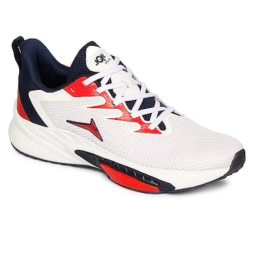 JQR Website Running Shoe for Men (WHT,RED)