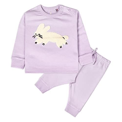 Real Basics Unisex Baby Cotton Printed Animated / Cartoon Top and Pant Set (RB-BS-Winter-03-Prpl Cat(029)_Purple Cat_0 Months-3 Months)