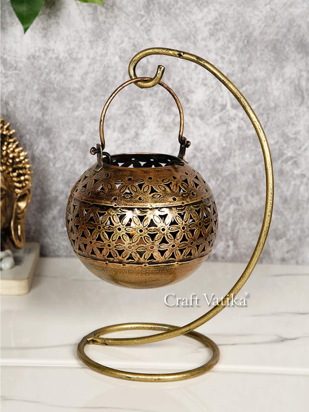 CraftVatika Metal Tealight Candle Holder Hanging DegchiDhuni Tea Light Candle Stand Holders Home Decoration Items for Living Room