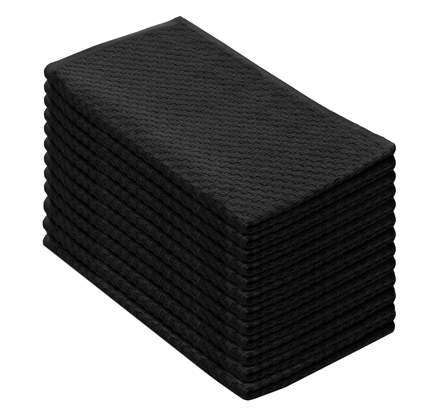 COTTON CRAFT Amazing Kitchen Towels Set of 12 Terry Towels 100 Cotton Euro Caf Waffle Weave Dish Towel Set Soft Absorbent Quick Dry Low Lint Reusable Pantry Bar Cleaning Cloth 16x28 Black