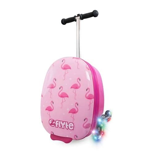 Flyte Fifi the Flamingo Scooter Suitcase 2in1 18 inch Ride on Suitcase for Kids 25 Litre Capacity Kids Luggage on Wheels for Boys and Girls Aged 4 Rideable Carry on Childrens Suitcases