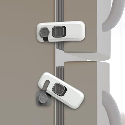 Heart of Tafiti 5 Pack Fridge Lock Child Proof Refrigerator Lock French Fridge Door Latches Baby Safety Locks for Cabinet Cupboard Drawers Oven Closet Strong AdhesiveEasy to Install Grey