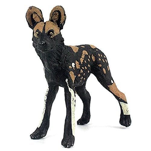 FUNSHOWCASE African Jungle Animals Wild Dog Toy Figure Realistic Plastic Figurine Height 2.8-inch