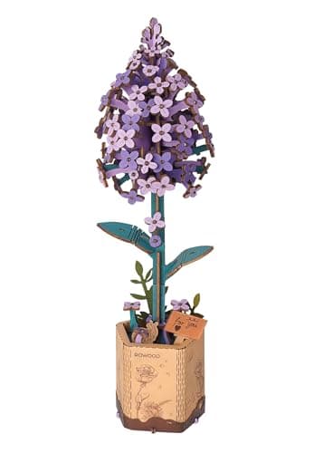 rowood 3D Puzzles for AdultsWooden Artifical Flower Craft KitDIY Botanical Collection Building Toy SetMothers DayValentines DayThanksgiving DayChristmasBirthday Gift Lilac