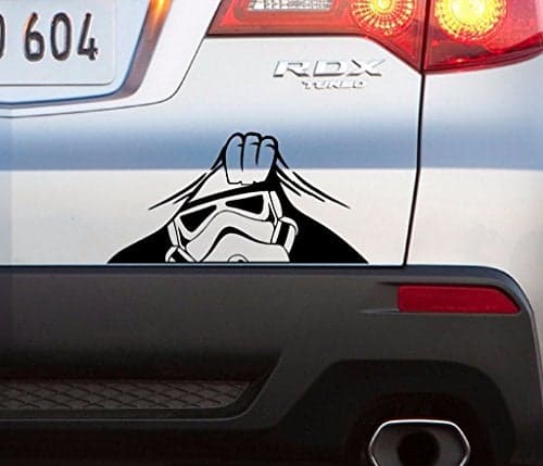 Stormtrooper Peeking Decal Vinyl Sticker Auto Car Truck Wall Laptop Black 4 Wide