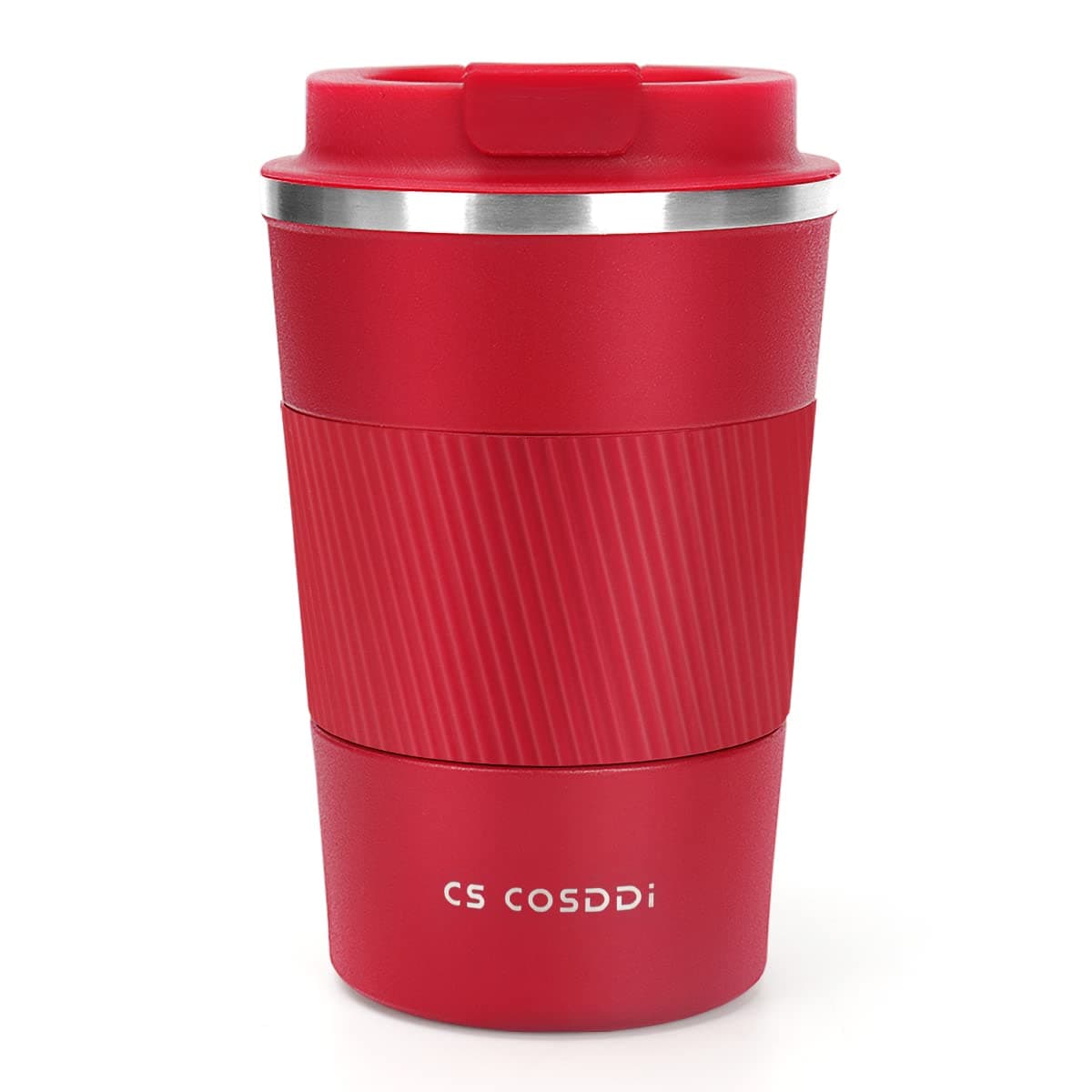 CS COSDDI Travel Mugs Insulated Coffee Cup with Leakproof Lid Reusable Coffee Cups Travel Car Coffee Cup Stainless Steel Coffee Mug for Hot and Cold Water and Tea RedA 380 ml