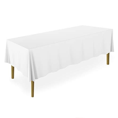 Lann's Linens - 60" x 126" Premium Tablecloth for Wedding/Banquet/Restaurant - Rectangular Polyester Fabric Table Cloth - White