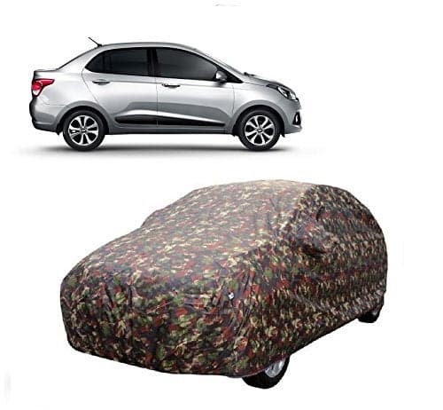 MotRoX Car Body Cover Compatible with Hyundai Xcent with Side Mirror Pocket (Military Color)