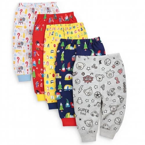 EIO Unisex Cotton Pajama Pants for Boys & Girls Combo Pack | Kids & Baby Soft Sleepwear Pyjamas Combo Pack | Toddler Breathable Nightwear Bottoms (Boys Print, 0-3 M)