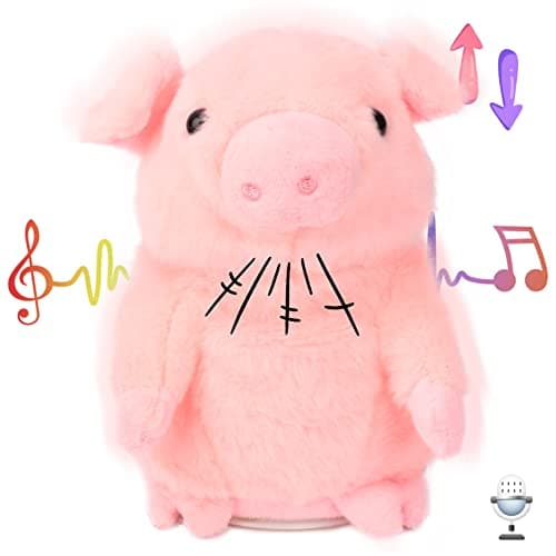 Hopearl Talking Pig Repeats What You Say Piggy Nodding Electric Interactive Animated Toy Speaking Plush Buddy Gift for Toddlers Pink 65