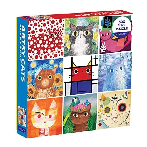 Mudpuppy Artsy Cats 500 Piece Family Jigsaw Puzzle Cute Puzzle with Cats in Classic Art Formats