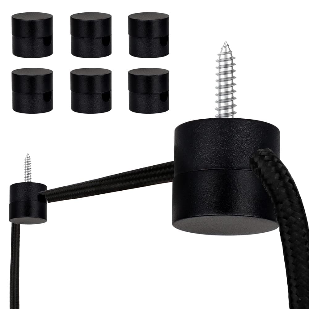 Zevnico 6 Pack Swag Hooks for Ceiling Light Black Pendant Light Hanging Hook DIY Lamp Hanging Electric Wire Cable Cord Chandelier Fixture Hardware Wall Hook