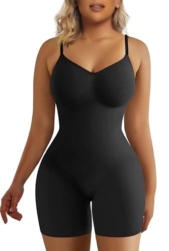 SHAPERX Women's Shapewear Bodysuit Tummy Control Body Shaper Seamless Sculpting Snatched Waist Body Suit,SZ5218-2-Black-XXS/XS
