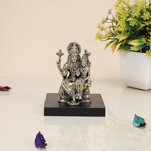 Kartique Brass Narasimha and Lakshmi Statue, 4-Inch Tall, Idol with Traditional Gold Finish for Home Decor