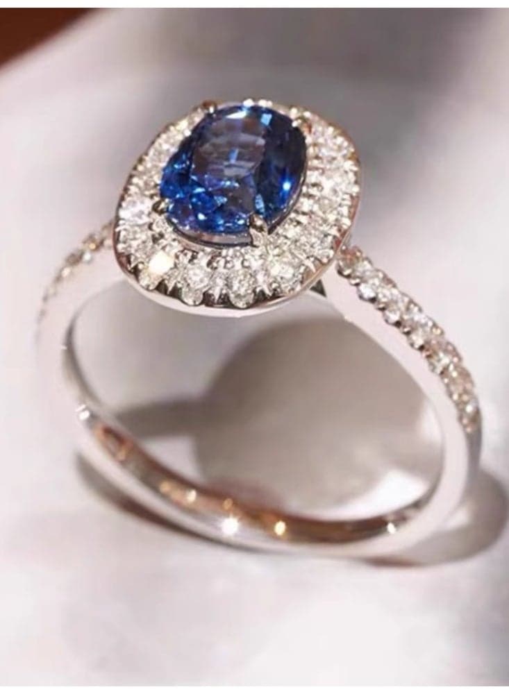 Elegant Temperament Blue Zircon Ring For Women