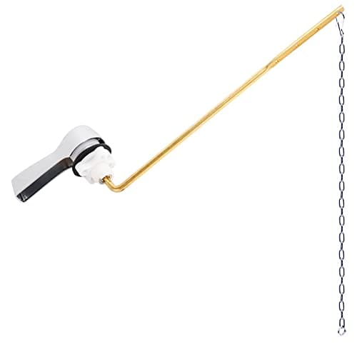 Hibbent Universal Metal Front Mount Toilet Handle Replacement Kit, Brass Toilet Flush Tank Lever with Stainless Steel Flapper Chains for Most Toilets, Chrome