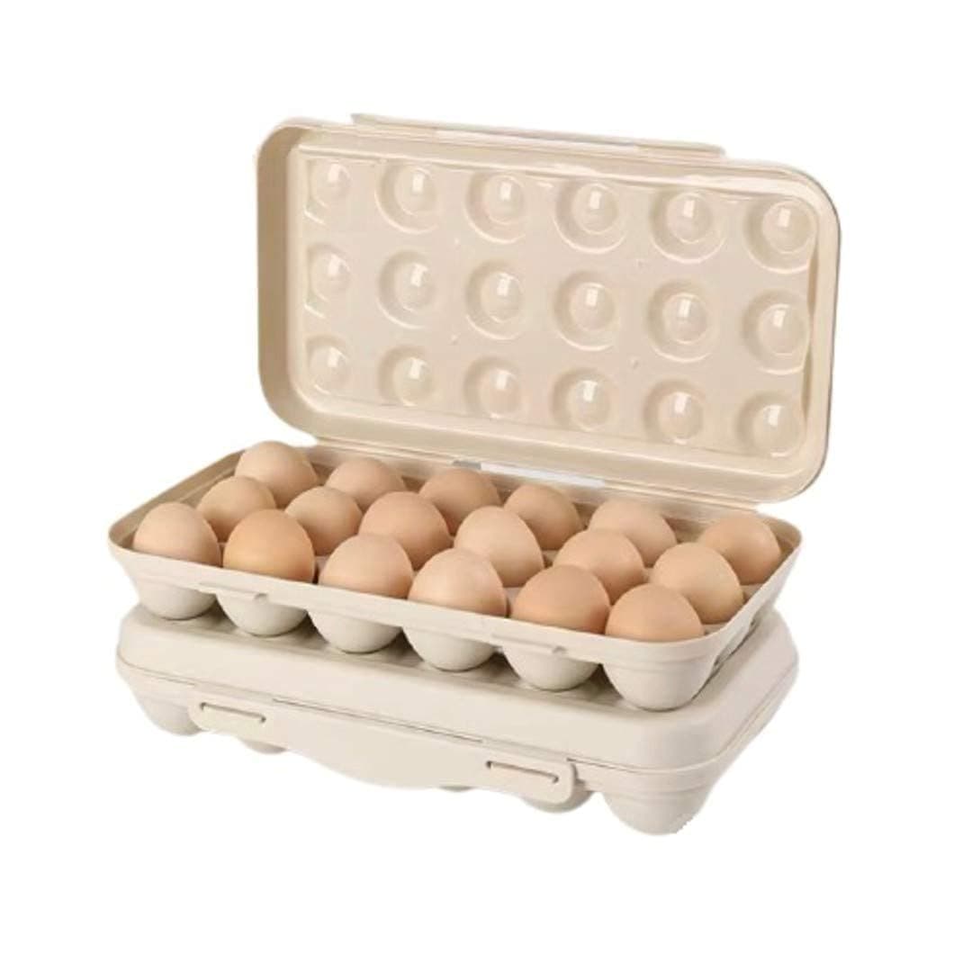 HARIHUB 18 Compartment Egg Storage Box with Lid Egg Preservation Box Buckle Design Egg Storage Box Freestanding Egg Tray Suitable for Home Refrigerator Outdoor 1 Pieces