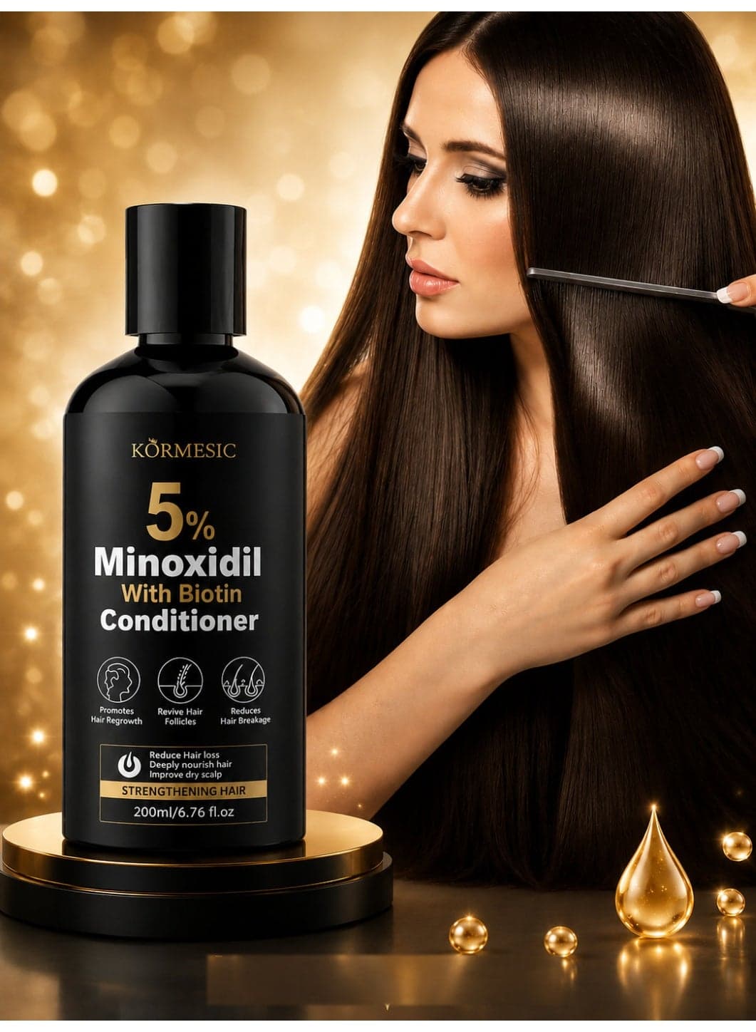 Professional Hair Growth Support Conditioner With 5% Minoxidil – Enriched With Biotin for Stronger Hair, Helps Reduce Hair Loss, Conditions Scalp, Repairs Damaged Hair Fibers and Promotes Fuller Looking Hair
