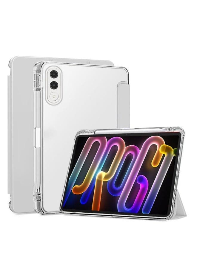 Translucent Case Compatible with Lenovo Xiaoxin Pad Pro GT 11.1 Inch 2025 with Transparent Back Cover and Folding Stand Cover with Pen Holder, Automatic Sleep/wake-up