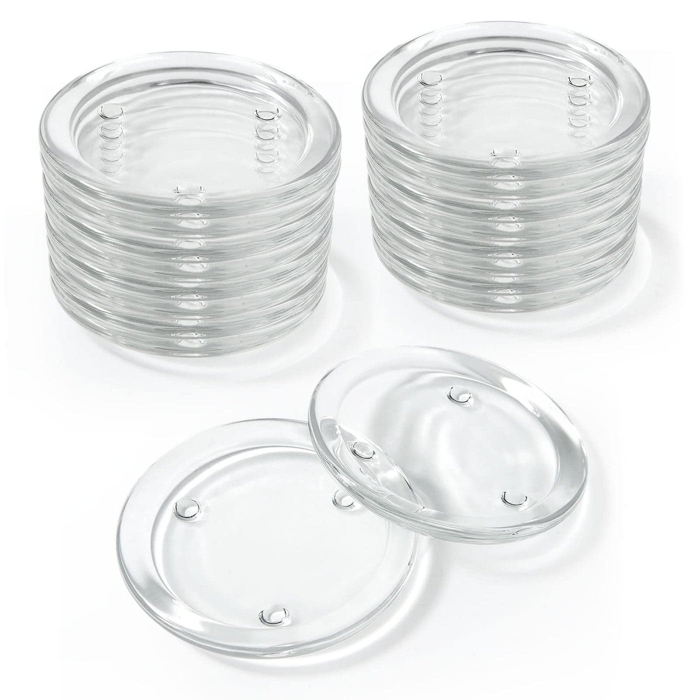YOUNTHYE 16PCS Glass Candle Holder Clear Glass Pillar Candle Plates 10cm Outer Diameter Round Candle Plates for Weddings Parties Home Decor