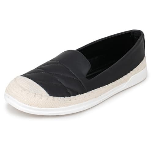 TRASE Women Comfortable Loafers | Stylish Soft Slip-On Casual Flat Bellies Shoes for Women | Lightweight Footwear for Girls (Black, 7 UK)