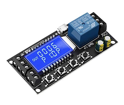 DROK Time Delay Relay, DC 5V/12V/24V Timer Relay Delay-Off Cycle 0.01s-9999mins Adjustable Trigger with LCD Display Support Micro USB 5V Input