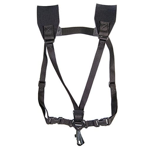 Neotech Soft Harness – Padded Shoulder Harness with Adjustable Strap Hook, Swivel Hook for Saxophone, Baritone & Clarinet Strap – (Regular - Black) - Made in the USA