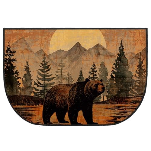 Demissle Fireplace Hearth Rug Fireplace Mats Cabin Southwestern Fireproof Fire Resistant Rug for Wood Stove Floor for Kitchen Indoor Outdoor(Bear,24 x 36 Inch)