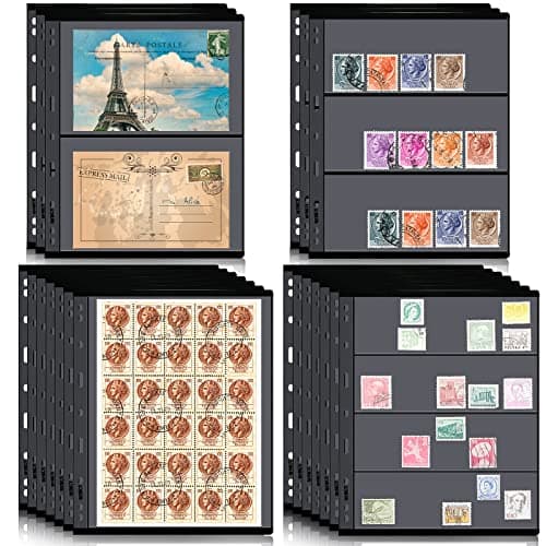 20 Sheet Stamp Pages for Stamp Album Binder 1234 Pockets Collectors Postage Collecting Supplies Book of Stamps 9 Hole Standard Collecting Albums for Collectors Display