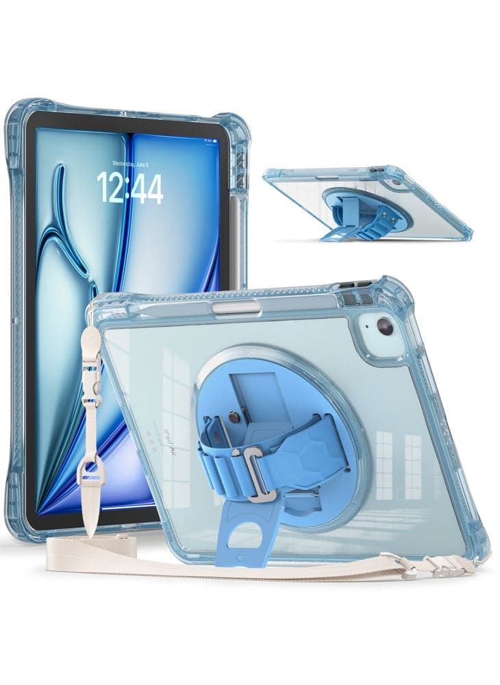 For iPad Air 11 (2025)/(2024)/Air (2022)/(2020)/Pro 11 (2022)/(2021)/(2020)/(2018) Kickstand Case with Strap - Baby Blue
