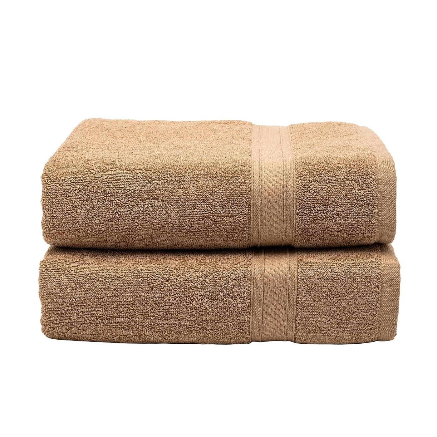 Furnofy 450 GSM Cotton Towels for Bath 70 x 140 cm Highly Absorbent and Soft Bathroom Towels Pack of 2 Beige