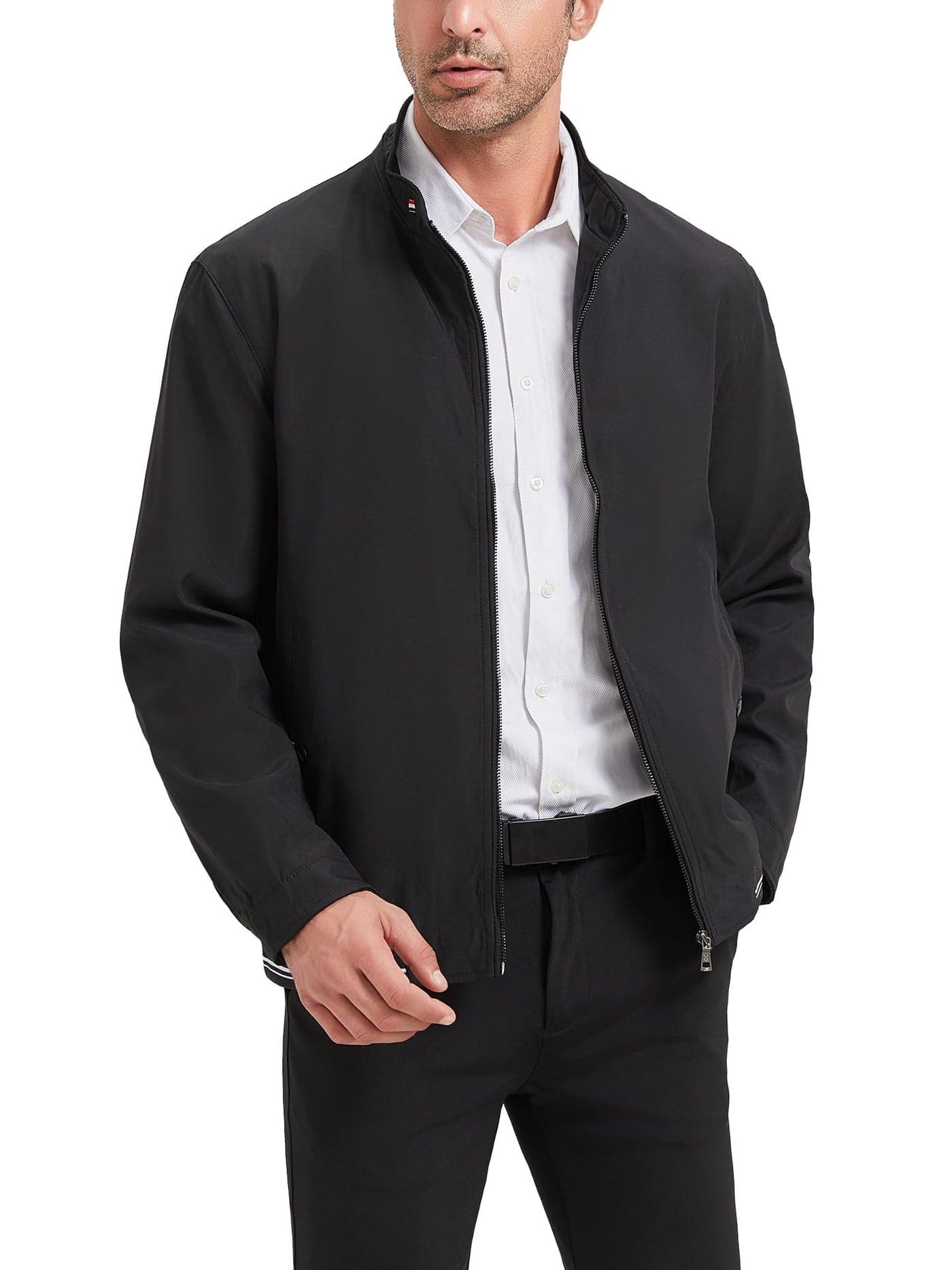 HaoMay Men's Business Casual Full Zip Lightweight Outwear Jackets(Black-XL)